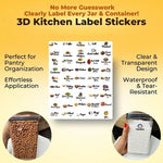 3D Kitchen Label Stickers 1 Set ( 80 Stickers)