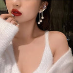 925 Eastern Charms Zircon Cuff Tassel East Asia Earrings