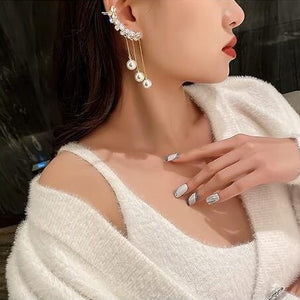 925 Eastern Charms Zircon Cuff Tassel East Asia Earrings