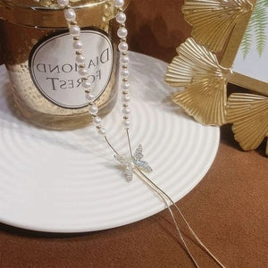 Tassel Pearl Butterfly Necklace