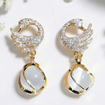 Korean Pearl style Peacock and white Earring