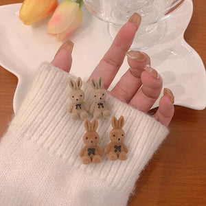 1 TeddyBear + 1 Rabbit Earrings ( 2 Pairs )