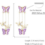 Purple Butterfly Tassel Style Zircon Earrings