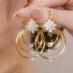 Italian Style Crystal Lotus Flower Earrings