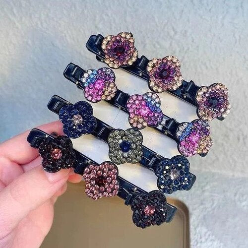 Assorted design Three Flower Side Hair Clip ( Pack of 4 )