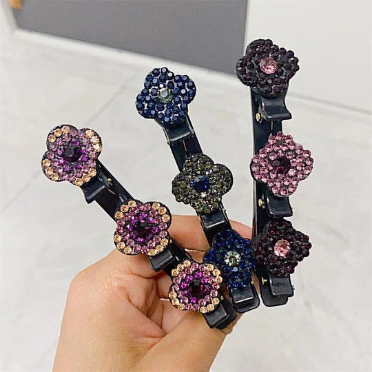 Assorted design Three Flower Side Hair Clip ( Pack of 4 )